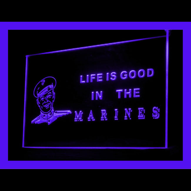 150071 Marines Life is Good Gift Shop Home Decor Open Display illuminated Night Light Neon Sign 16 Color By Remote