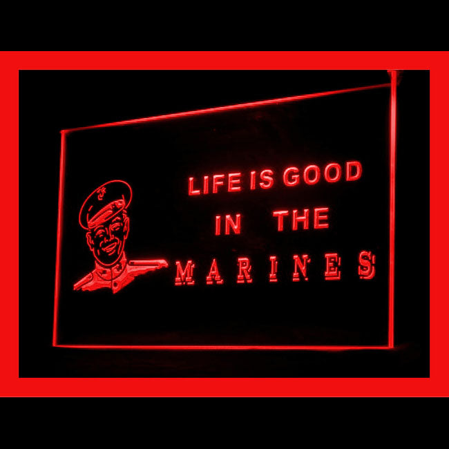 150071 Marines Life is Good Gift Shop Home Decor Open Display illuminated Night Light Neon Sign 16 Color By Remote