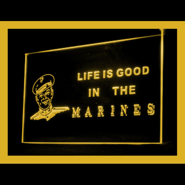 150071 Marines Life is Good Gift Shop Home Decor Open Display illuminated Night Light Neon Sign 16 Color By Remote