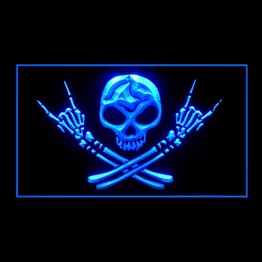 150094 Skull Skeleton Pirate Sail Halloween Shop Home Decor Open Display illuminated Night Light Neon Sign 16 Color By Remote