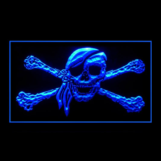 150098 Halloween Shop Skeleton Pirate Home Decor Open Display illuminated Night Light Neon Sign 16 Color By Remote