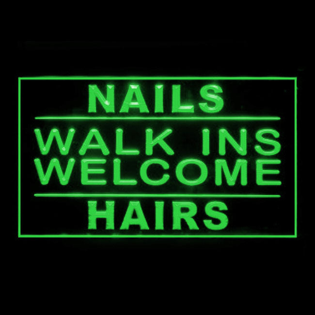 160130 Nails Walk In Welcome Hair Shop Home Decor Open Display illuminated Night Light Neon Sign 16 Color By Remote