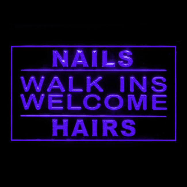 160130 Nails Walk In Welcome Hair Shop Home Decor Open Display illuminated Night Light Neon Sign 16 Color By Remote