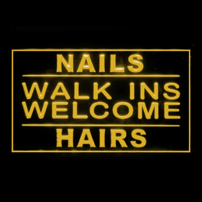 160130 Nails Walk In Welcome Hair Shop Home Decor Open Display illuminated Night Light Neon Sign 16 Color By Remote