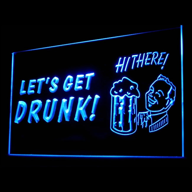 170067 Hi There Let's Get Drunk Bar Pub Home Decor Open Display illuminated Night Light Neon Sign 16 Color By Remote