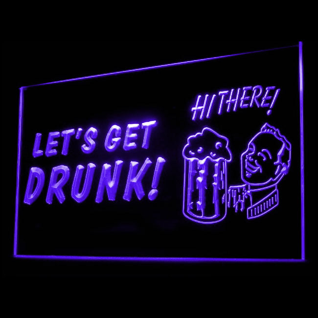 170067 Hi There Let's Get Drunk Bar Pub Home Decor Open Display illuminated Night Light Neon Sign 16 Color By Remote