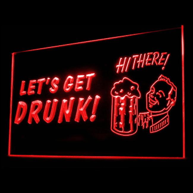 170067 Hi There Let's Get Drunk Bar Pub Home Decor Open Display illuminated Night Light Neon Sign 16 Color By Remote