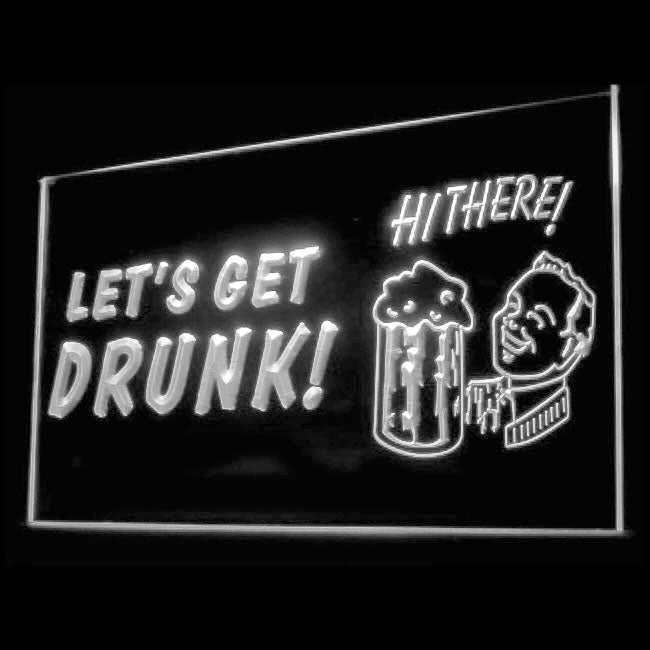 170067 Hi There Let's Get Drunk Bar Pub Home Decor Open Display illuminated Night Light Neon Sign 16 Color By Remote