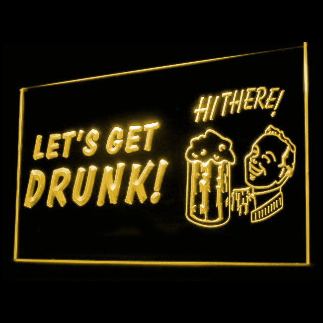 170067 Hi There Let's Get Drunk Bar Pub Home Decor Open Display illuminated Night Light Neon Sign 16 Color By Remote