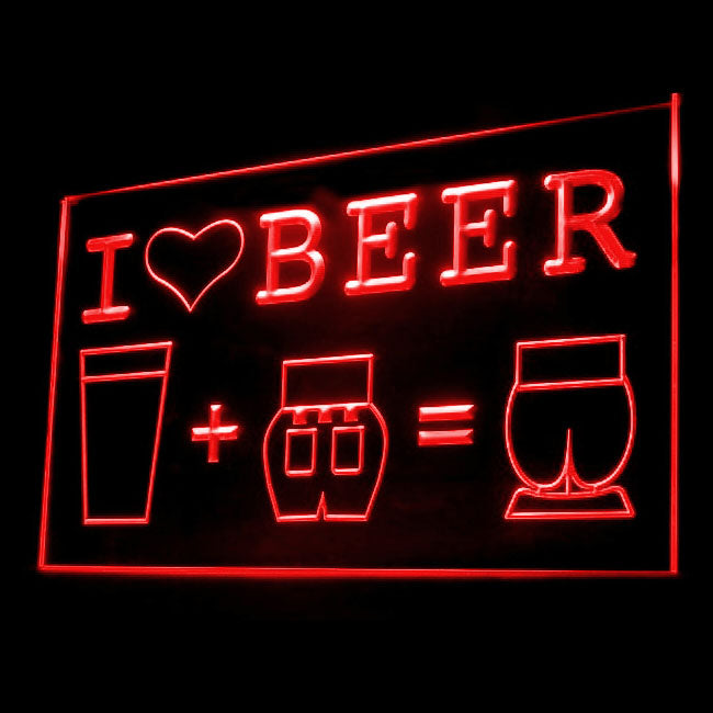 170068 I Love Beer Humor Bar Pub Home Decor Open Display illuminated Night Light Neon Sign 16 Color By Remote