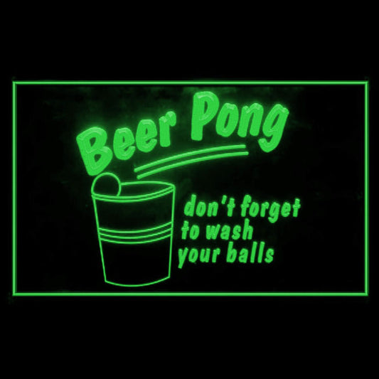170083 Beer Pong Game Bar Happy Hours Home Decor Open Display illuminated Night Light Neon Sign 16 Color By Remote