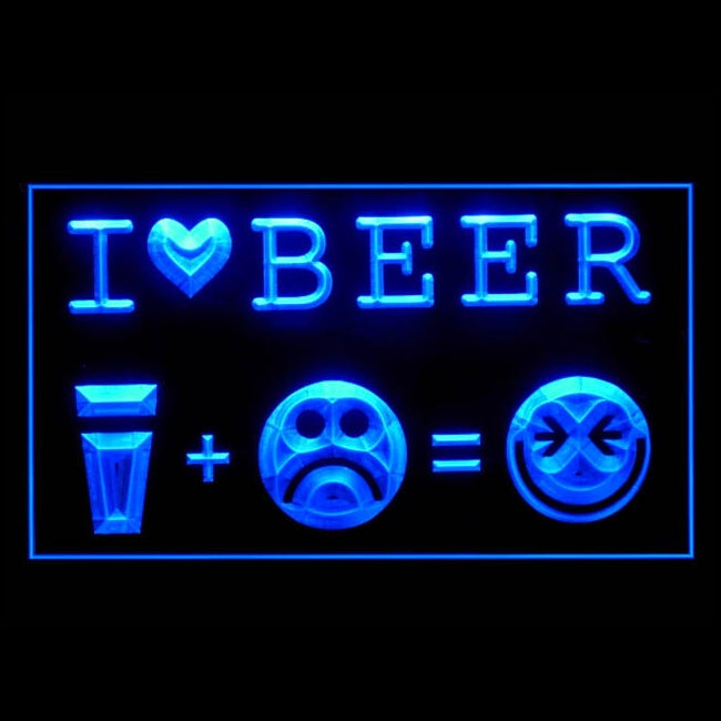170084 I Love Beer Happy Face Bar Home Decor Open Display illuminated Night Light Neon Sign 16 Color By Remote