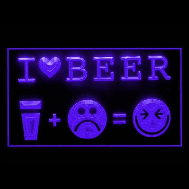 170084 I Love Beer Happy Face Bar Home Decor Open Display illuminated Night Light Neon Sign 16 Color By Remote
