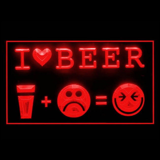 170084 I Love Beer Happy Face Bar Home Decor Open Display illuminated Night Light Neon Sign 16 Color By Remote