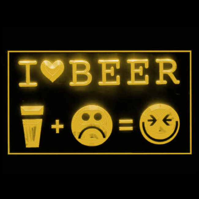 170084 I Love Beer Happy Face Bar Home Decor Open Display illuminated Night Light Neon Sign 16 Color By Remote