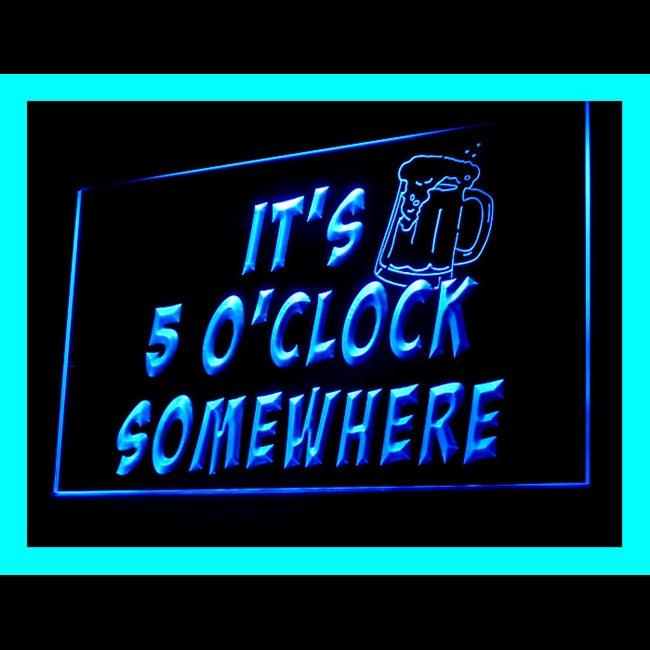 170093 It's 5 o'clock Somewhere Bar Pub Home Decor Open Display illuminated Night Light Neon Sign 16 Color By Remote
