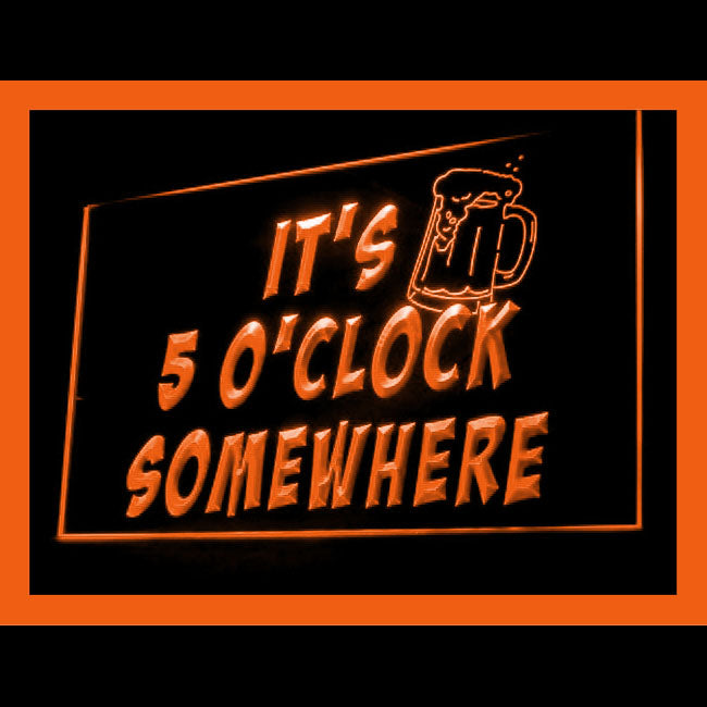 170093 It's 5 o'clock Somewhere Bar Pub Home Decor Open Display illuminated Night Light Neon Sign 16 Color By Remote