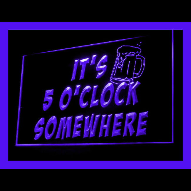 170093 It's 5 o'clock Somewhere Bar Pub Home Decor Open Display illuminated Night Light Neon Sign 16 Color By Remote