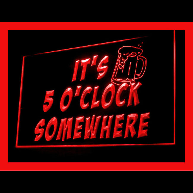 170093 It's 5 o'clock Somewhere Bar Pub Home Decor Open Display illuminated Night Light Neon Sign 16 Color By Remote