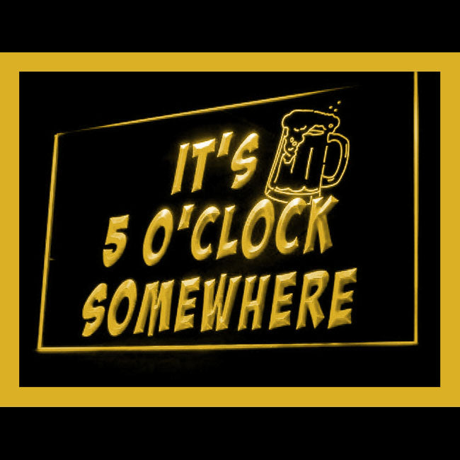 170093 It's 5 o'clock Somewhere Bar Pub Home Decor Open Display illuminated Night Light Neon Sign 16 Color By Remote