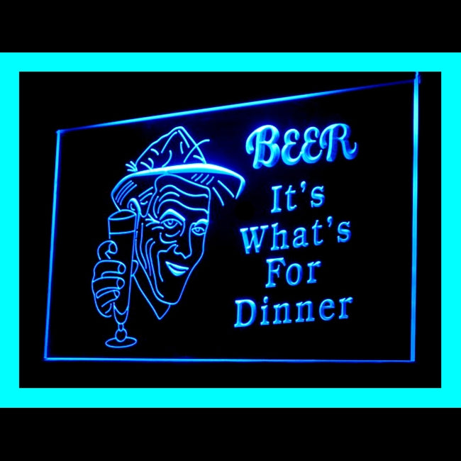 170120 Beer It's What For Dinner Bar Home Decor Open Display illuminated Night Light Neon Sign 16 Color By Remote