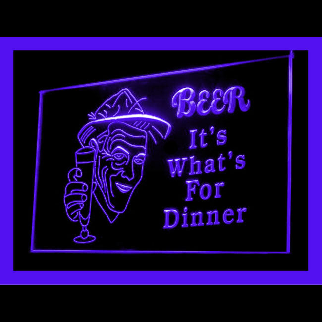 170120 Beer It's What For Dinner Bar Home Decor Open Display illuminated Night Light Neon Sign 16 Color By Remote