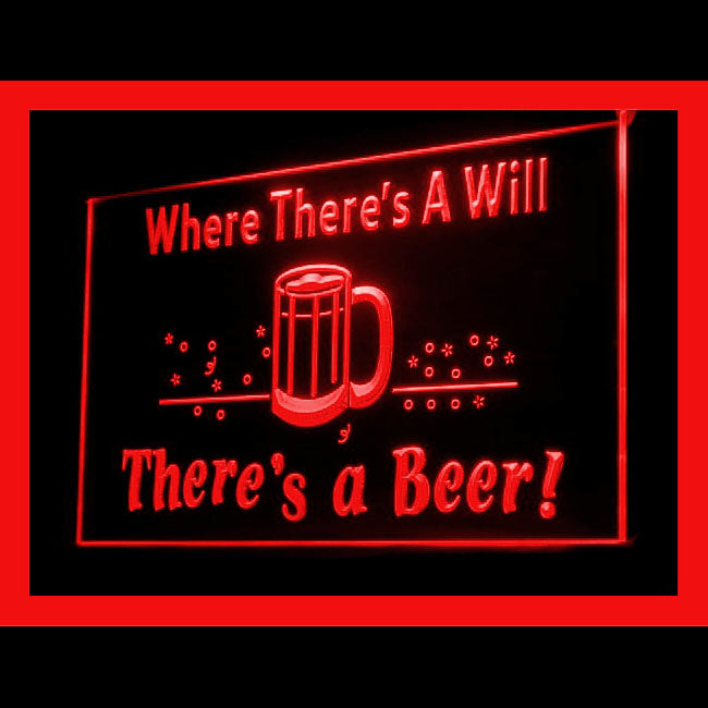 170131 There is a Will There is a Beer Bar Home Decor Open Display illuminated Night Light Neon Sign 16 Color By Remote