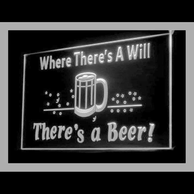 170131 There is a Will There is a Beer Bar Home Decor Open Display illuminated Night Light Neon Sign 16 Color By Remote