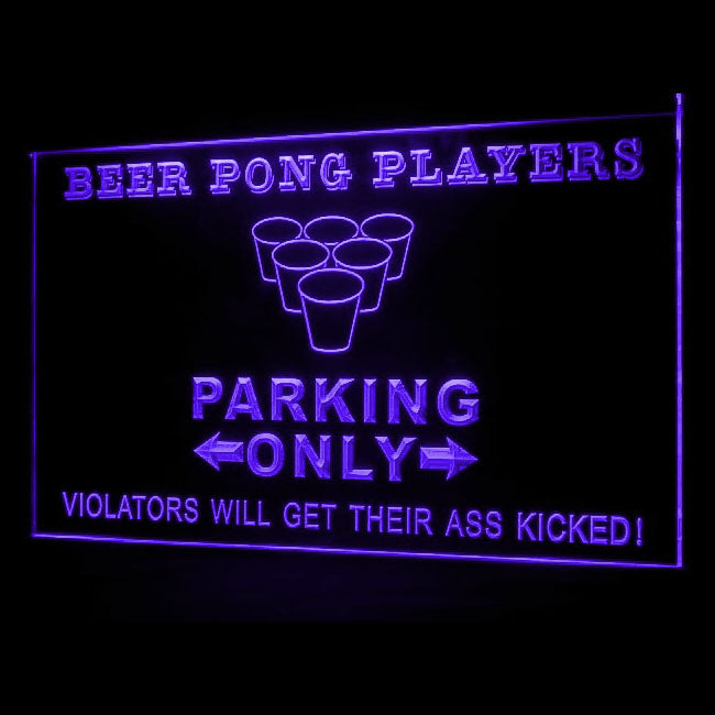 170136 Beer Pong Parking Only Beer Bar Home Decor Open Display illuminated Night Light Neon Sign 16 Color By Remote