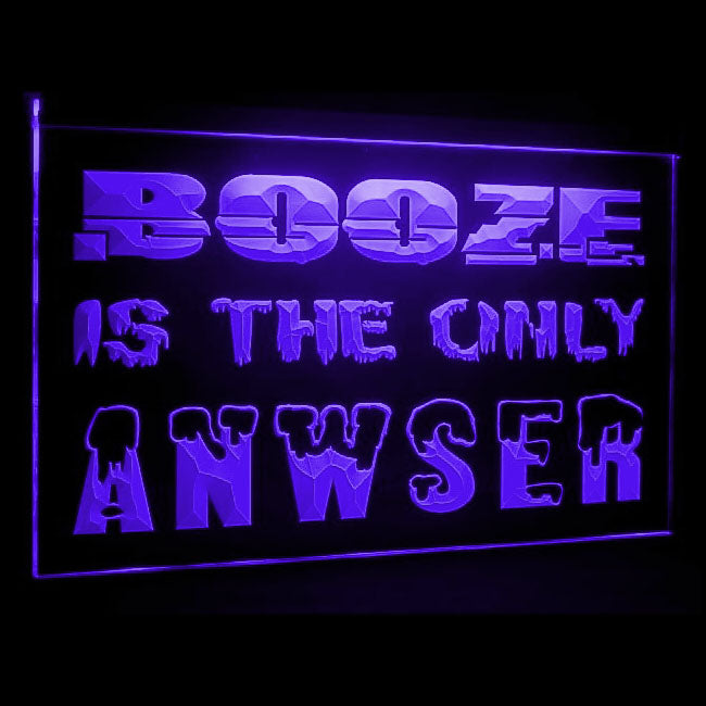 170137 Booze Is The Only Answer Bar Beer Home Decor Open Display illuminated Night Light Neon Sign 16 Color By Remote