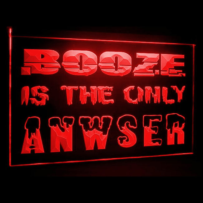 170137 Booze Is The Only Answer Bar Beer Home Decor Open Display illuminated Night Light Neon Sign 16 Color By Remote