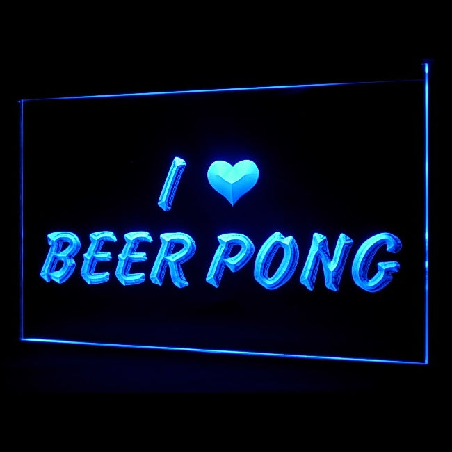 170138 I Love Beer Pong Bar Home Decor Open Display illuminated Night Light Neon Sign 16 Color By Remote