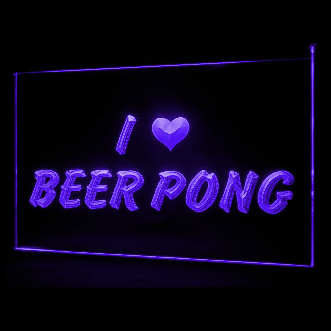 170138 I Love Beer Pong Bar Home Decor Open Display illuminated Night Light Neon Sign 16 Color By Remote