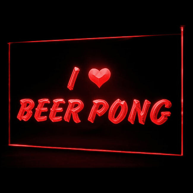 170138 I Love Beer Pong Bar Home Decor Open Display illuminated Night Light Neon Sign 16 Color By Remote