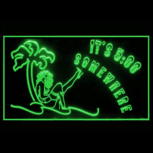 170189 ITS 5:00 Somewhere Bar Pub Home Decor Open Display illuminated Night Light Neon Sign 16 Color By Remote