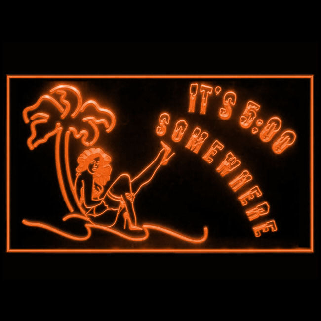170189 ITS 5:00 Somewhere Bar Pub Home Decor Open Display illuminated Night Light Neon Sign 16 Color By Remote