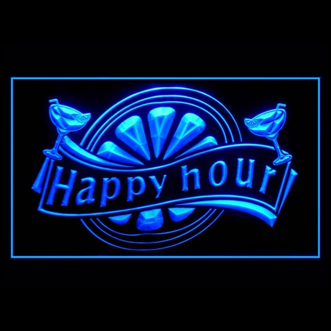 170197 Happy Hour Bar Home Decor Open Display illuminated Night Light Neon Sign 16 Color By Remote