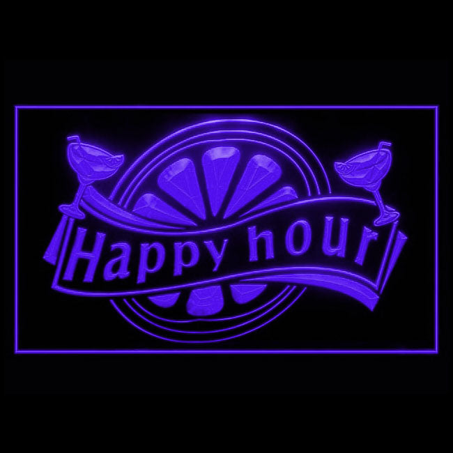 170197 Happy Hour Bar Home Decor Open Display illuminated Night Light Neon Sign 16 Color By Remote