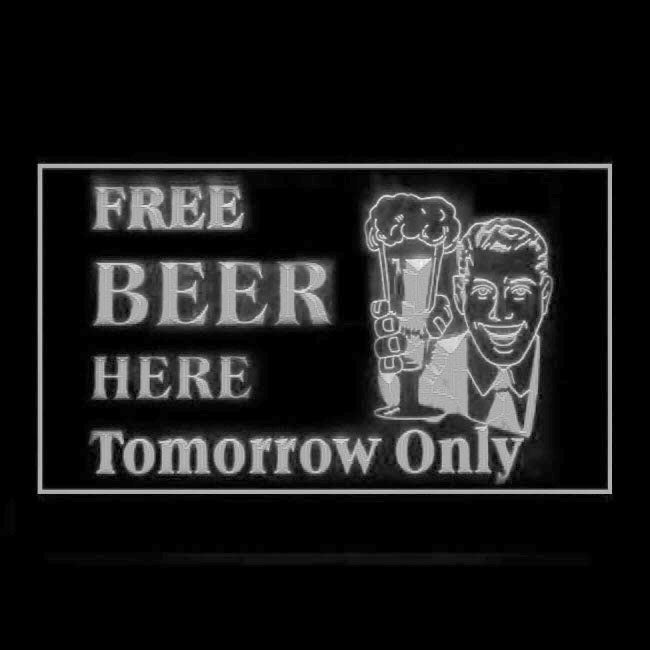 170228 Free Beer Here Tomorrow Bar Home Decor Open Display illuminated Night Light Neon Sign 16 Color By Remote
