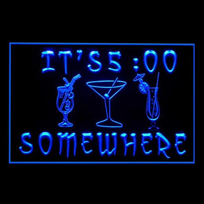 170243 ITS 5:00 Somewhere Bar Pub Home Decor Open Display illuminated Night Light Neon Sign 16 Color By Remote