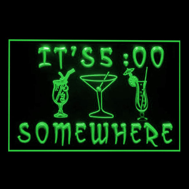 170243 ITS 5:00 Somewhere Bar Pub Home Decor Open Display illuminated Night Light Neon Sign 16 Color By Remote