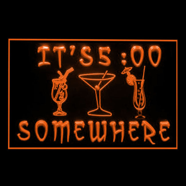 170243 ITS 5:00 Somewhere Bar Pub Home Decor Open Display illuminated Night Light Neon Sign 16 Color By Remote