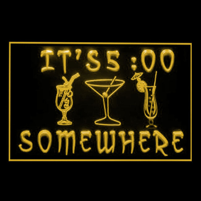 170243 ITS 5:00 Somewhere Bar Pub Home Decor Open Display illuminated Night Light Neon Sign 16 Color By Remote