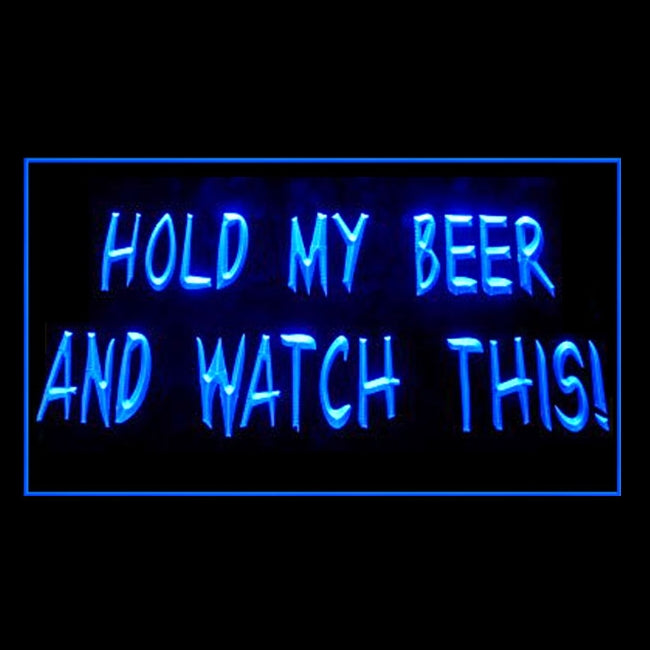 170249 Hold My Beer and Watch This Bar Home Decor Open Display illuminated Night Light Neon Sign 16 Color By Remote