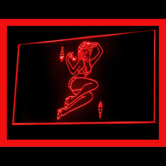 180066 Poker Card Sexy Lady Ace Adult Store Shop Home Decor Open Display illuminated Night Light Neon Sign 16 Color By Remote