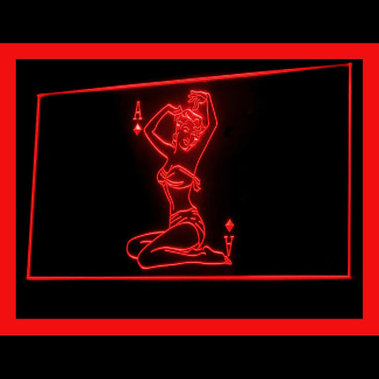 180067 Poker Diamond Sexy Lady Ace Adult Store Shop Home Decor Open Display illuminated Night Light Neon Sign 16 Color By Remote