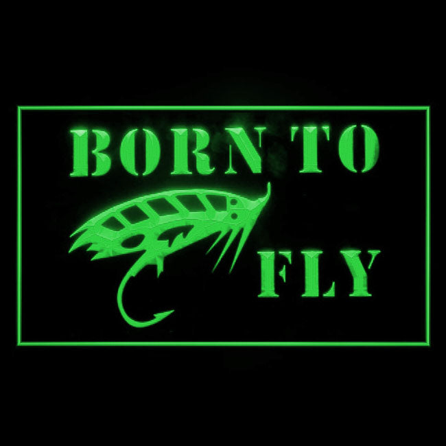 190166 Fishing Born to Fly Store Shop Home Decor Open Display illuminated Night Light Neon Sign 16 Color By Remote