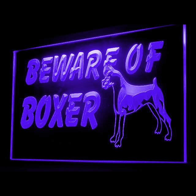 210065 Beware of Boxer Pets Shop Home Decor Open Display illuminated Night Light Neon Sign 16 Color By Remote