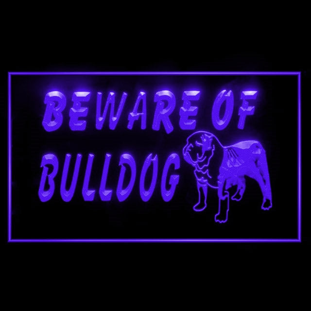 210067 Beware of Bulldog Pets Shop Home Decor Open Display illuminated Night Light Neon Sign 16 Color By Remote
