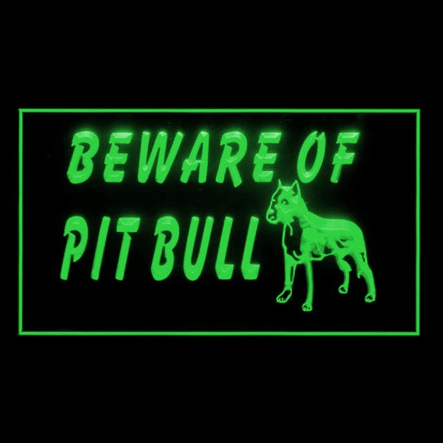 210069 Beware of Pit Bull Terrier Pets Home Decor Open Display illuminated Night Light Neon Sign 16 Color By Remote
